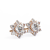 Rose Gold Round Brilliant Diamond Sunburst Cluster Stud Earrings