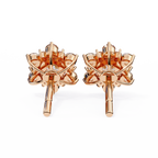 Rose Gold Round Brilliant Diamond Sunburst Cluster Stud Earrings