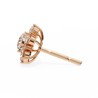 Rose Gold Round Brilliant Diamond Sunburst Cluster Stud Earrings