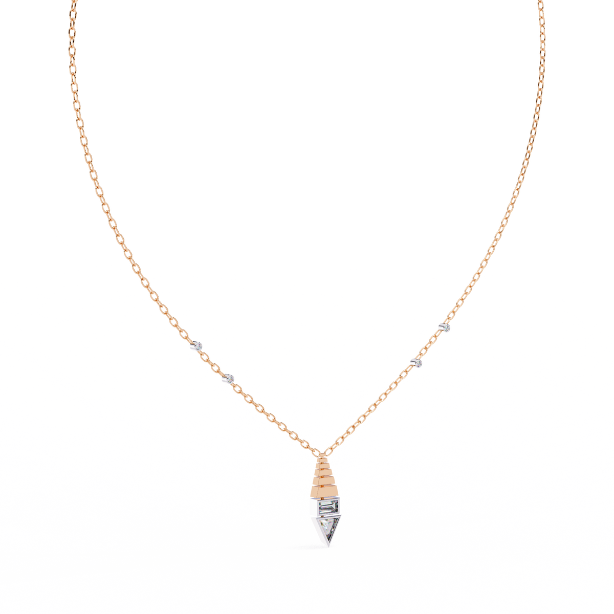 Natural Diamond Geometric Triangle Pendant