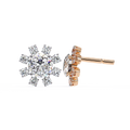 Rose Gold Round Brilliant Diamond Starburst Halo Stud Earrings