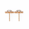 Rose Gold Round Brilliant Diamond Starburst Halo Stud Earrings