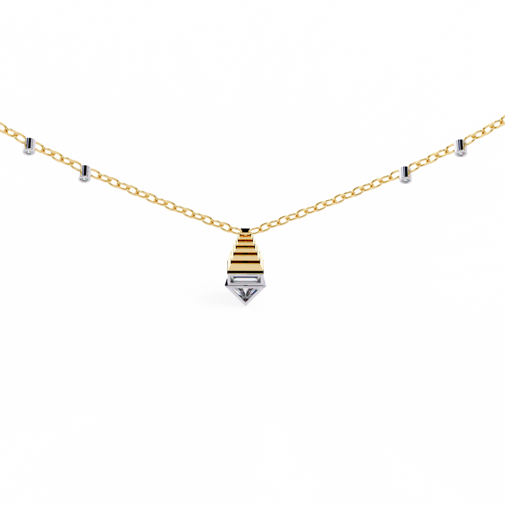 Natural Diamond Geometric Triangle Pendant
