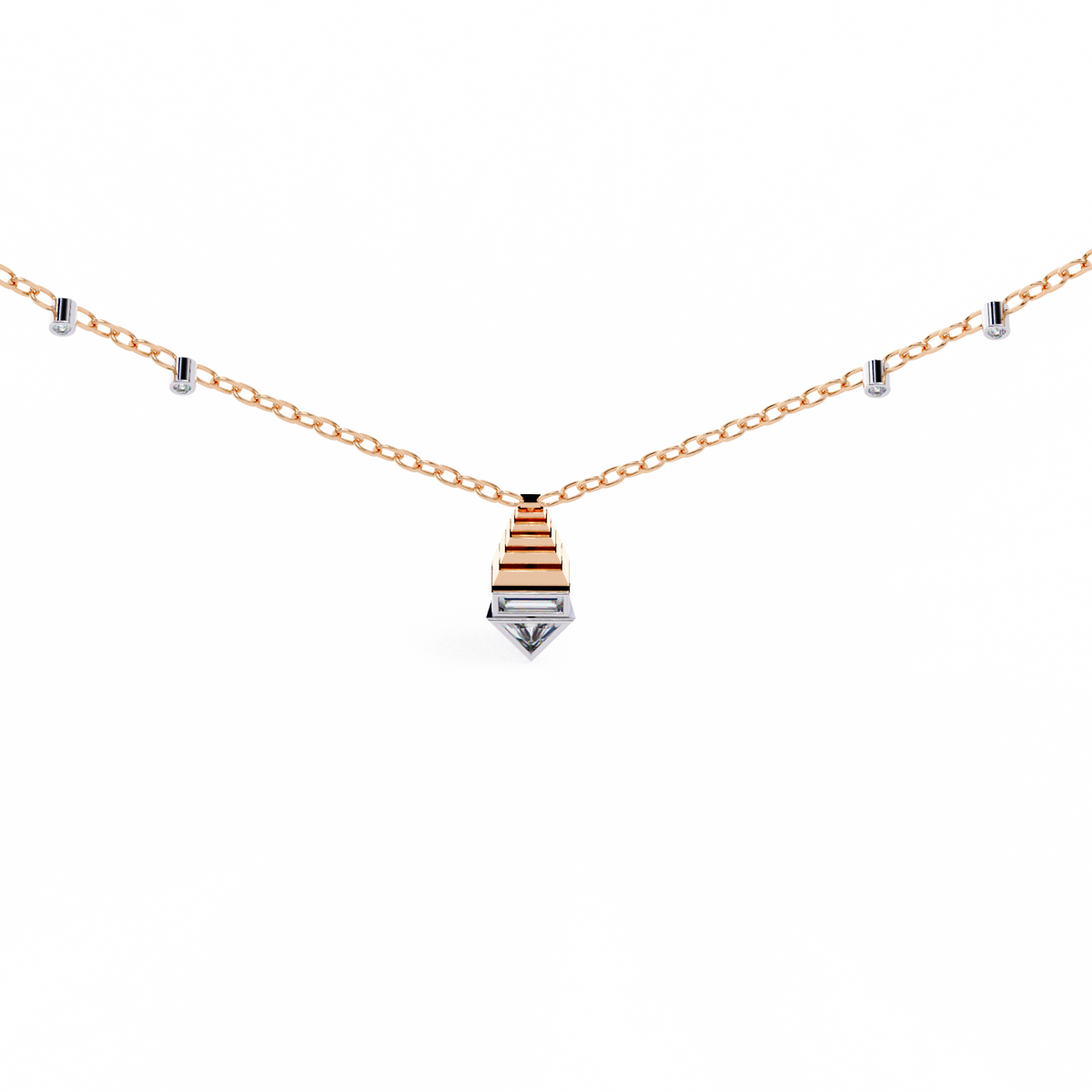 Natural Diamond Geometric Triangle Pendant