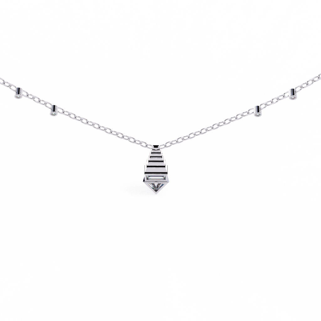 Natural Diamond Geometric Triangle Pendant