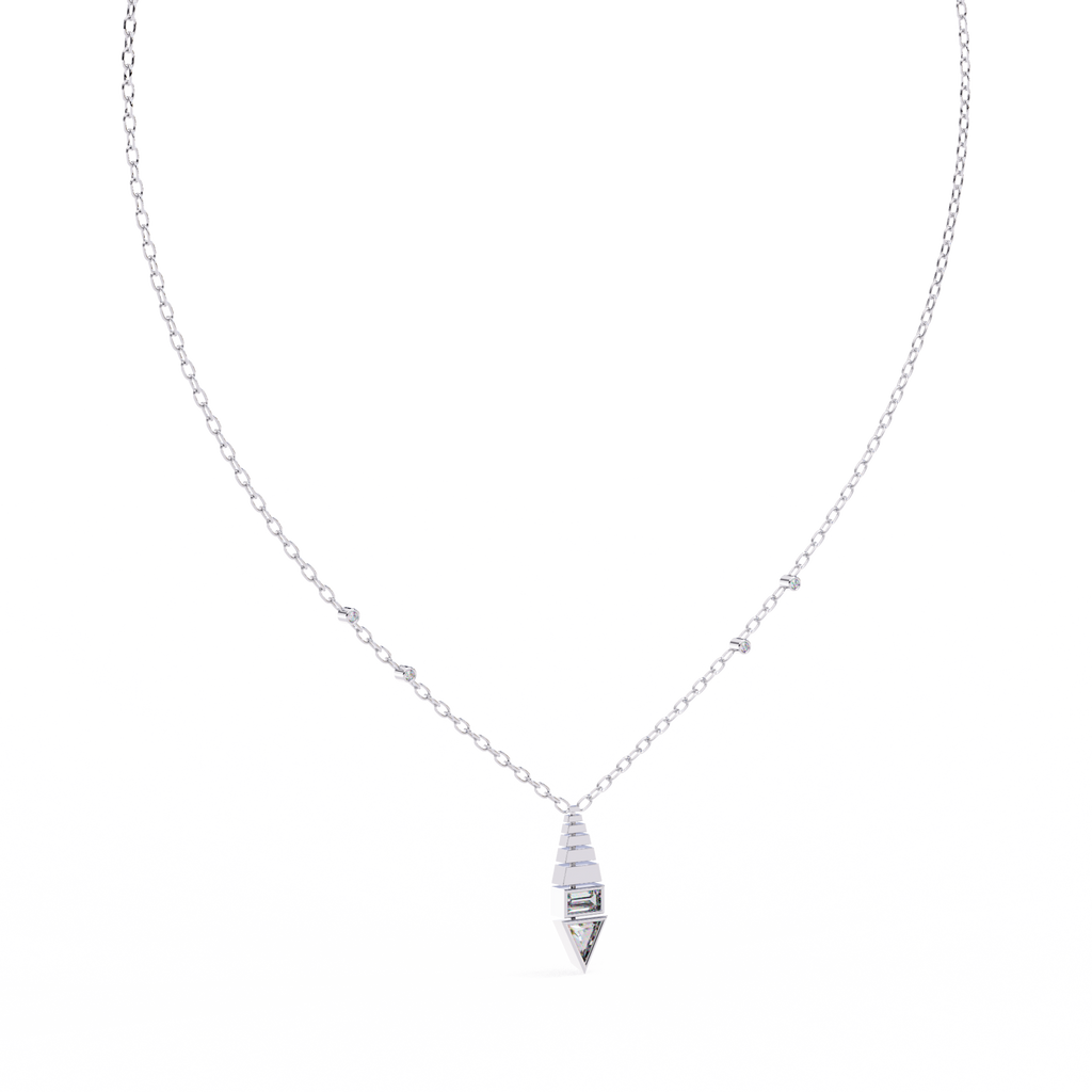 Natural Diamond Geometric Triangle Pendant