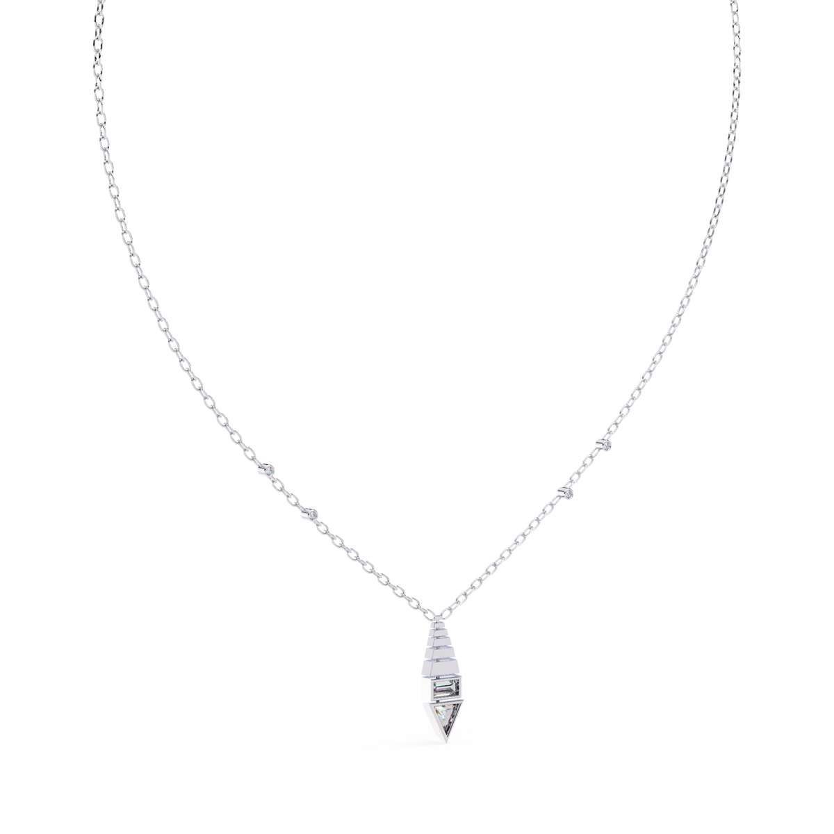 Natural Diamond Geometric Triangle Pendant