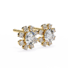 Gold Round Brilliant Diamond Starburst Halo Stud Earring