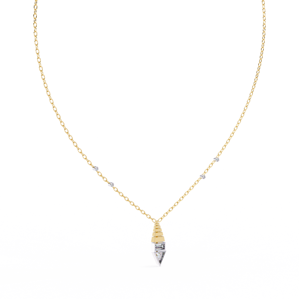 Natural Diamond Geometric Triangle Pendant