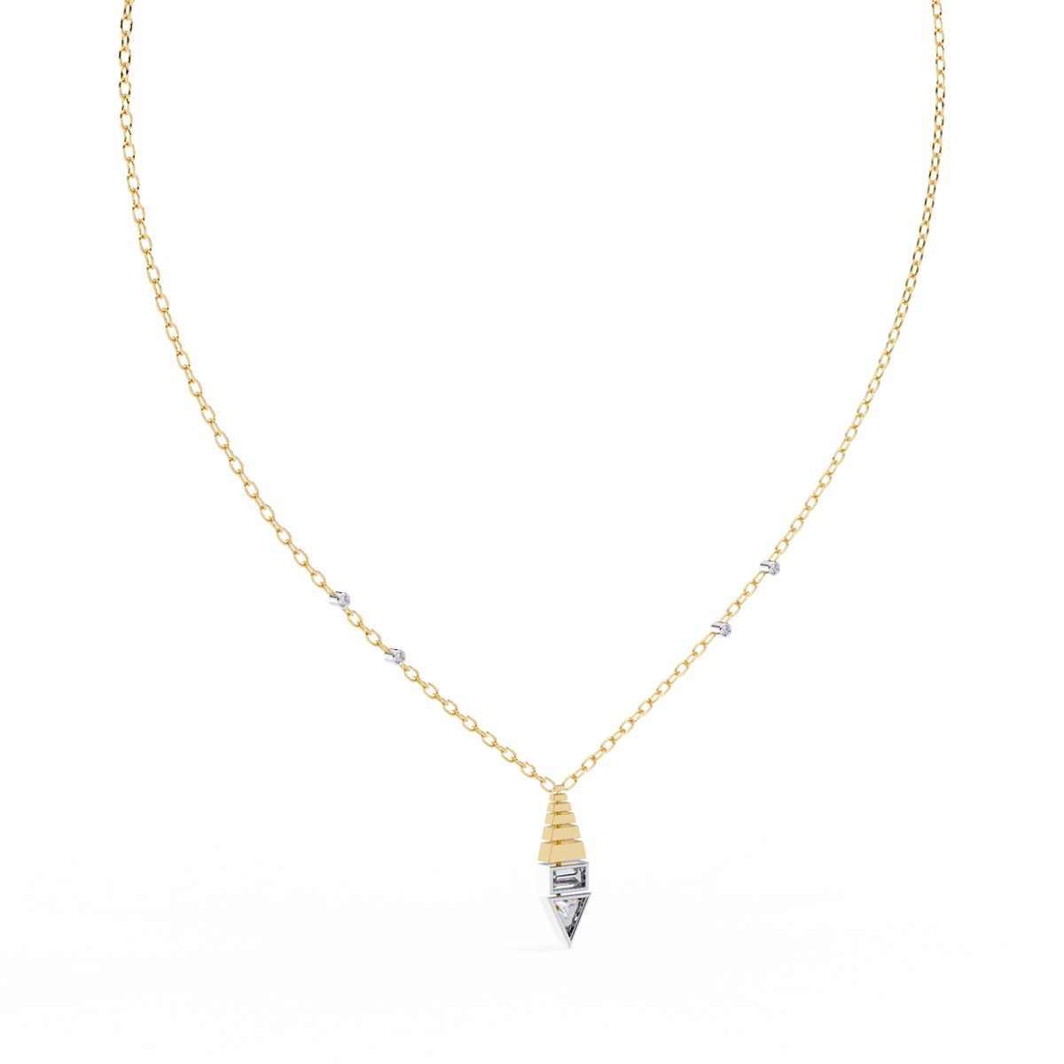 Natural Diamond Geometric Triangle Pendant