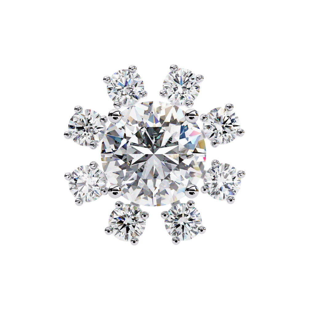 Rose Gold Round Brilliant Diamond Starburst Halo Stud Earrings