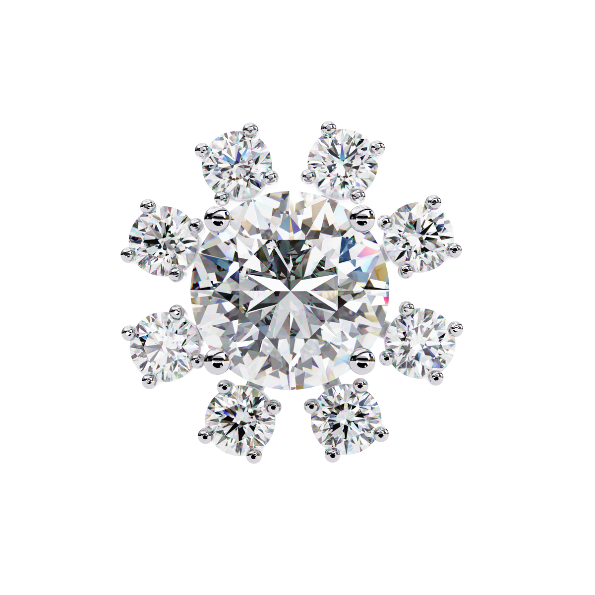 Rose Gold Round Brilliant Diamond Starburst Halo Stud Earrings