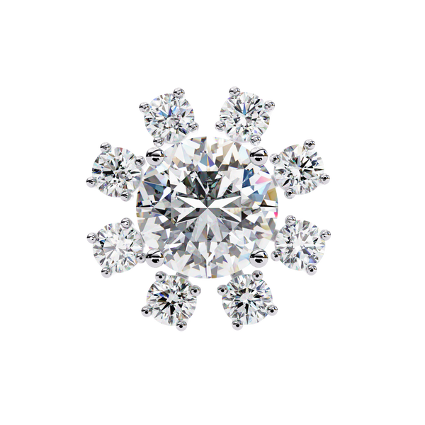 Rose Gold Round Brilliant Diamond Starburst Halo Stud Earrings