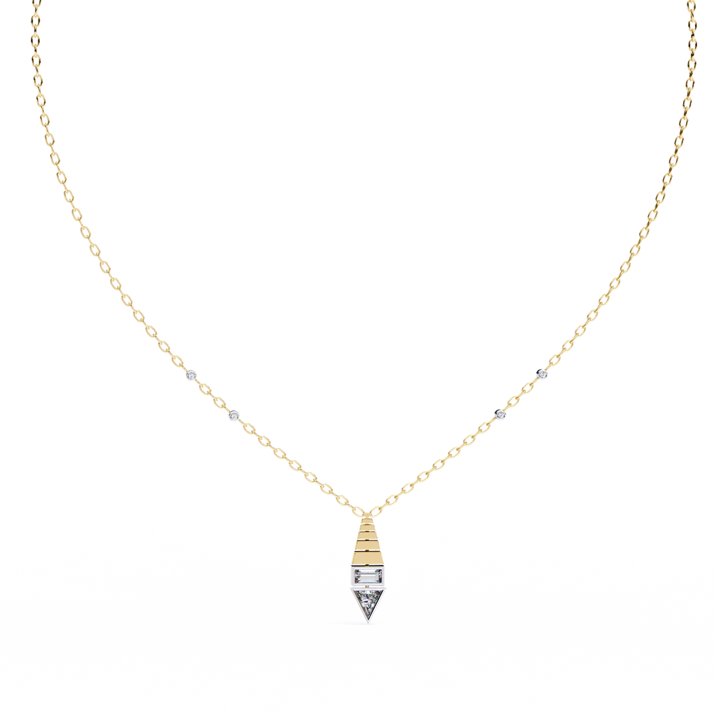 Natural Diamond Geometric Triangle Pendant