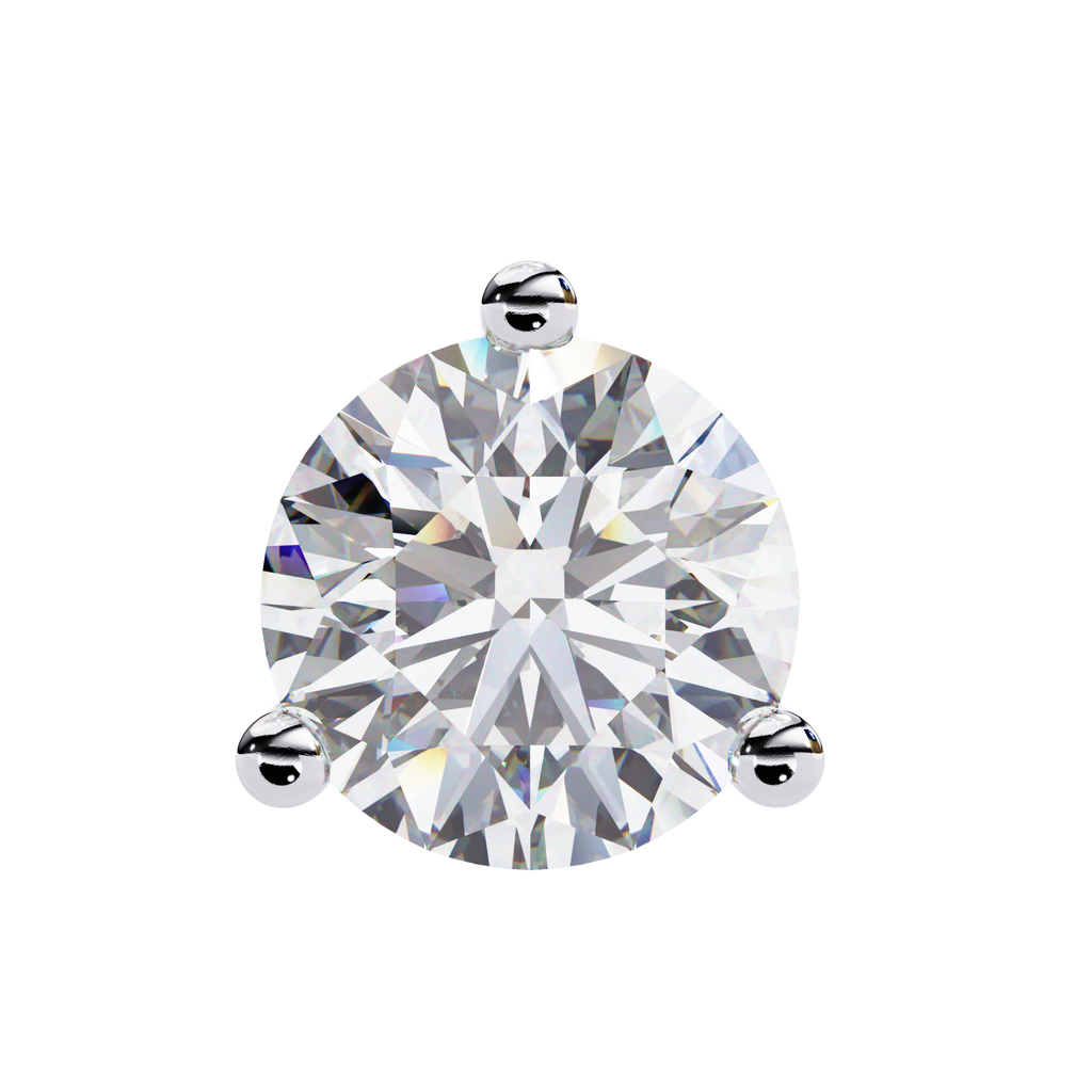White Gold Three-Prong Martini Round Diamond Stud Earrings