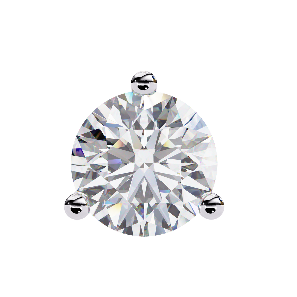 White Gold Three-Prong Martini Round Diamond Stud Earrings