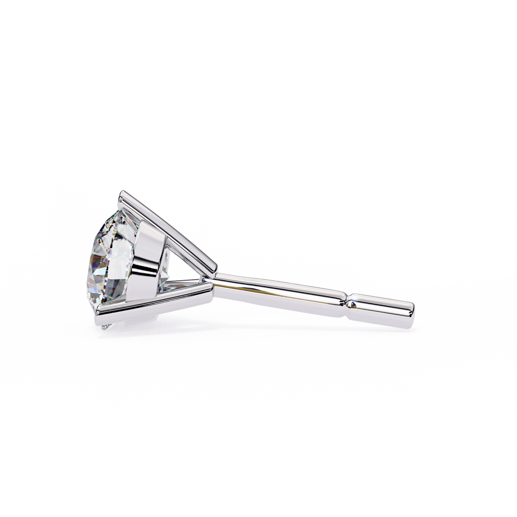 White Gold Three-Prong Martini Round Diamond Stud Earrings
