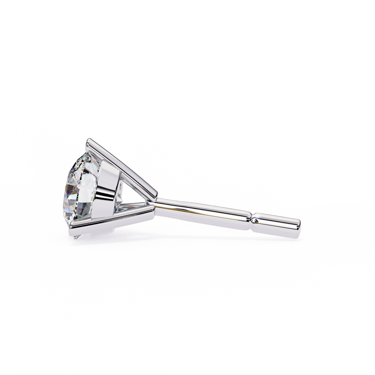 White Gold Three-Prong Martini Round Diamond Stud Earrings