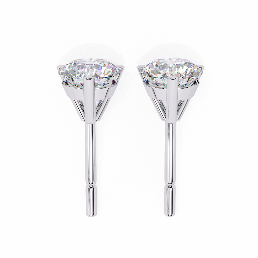 White Gold Three-Prong Martini Round Diamond Stud Earrings