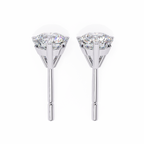 White Gold Three-Prong Martini Round Diamond Stud Earrings