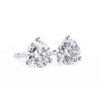 White Gold Three-Prong Martini Round Diamond Stud Earrings