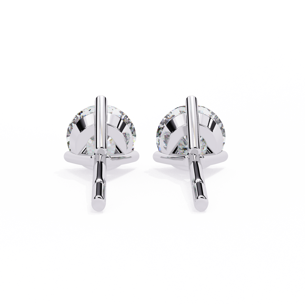 White Gold Three-Prong Martini Round Diamond Stud Earrings