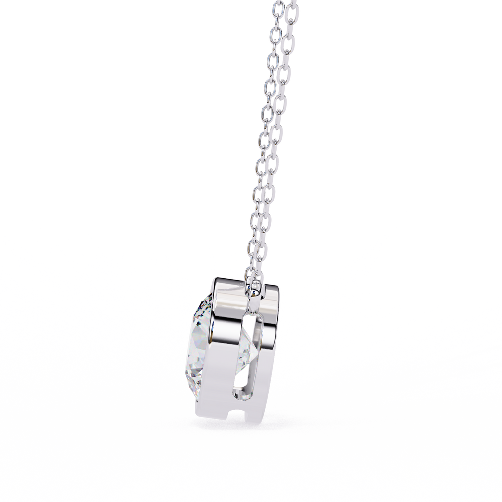 White Gold Round Brilliant Bezel Solitaire Pendant