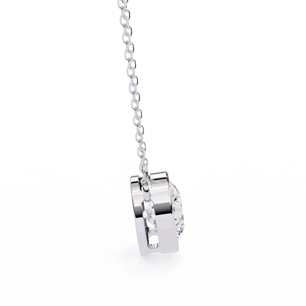 White Gold Round Brilliant Bezel Solitaire Pendant