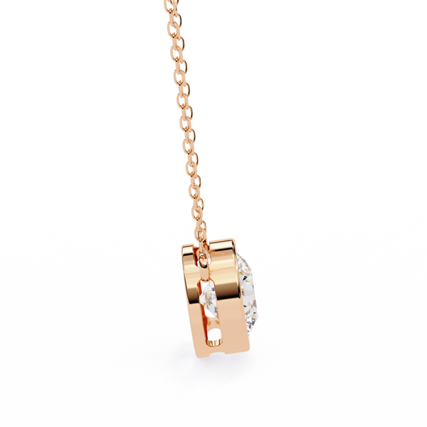 Rose Gold Round Brilliant Diamond Bezel Solitaire Pendant