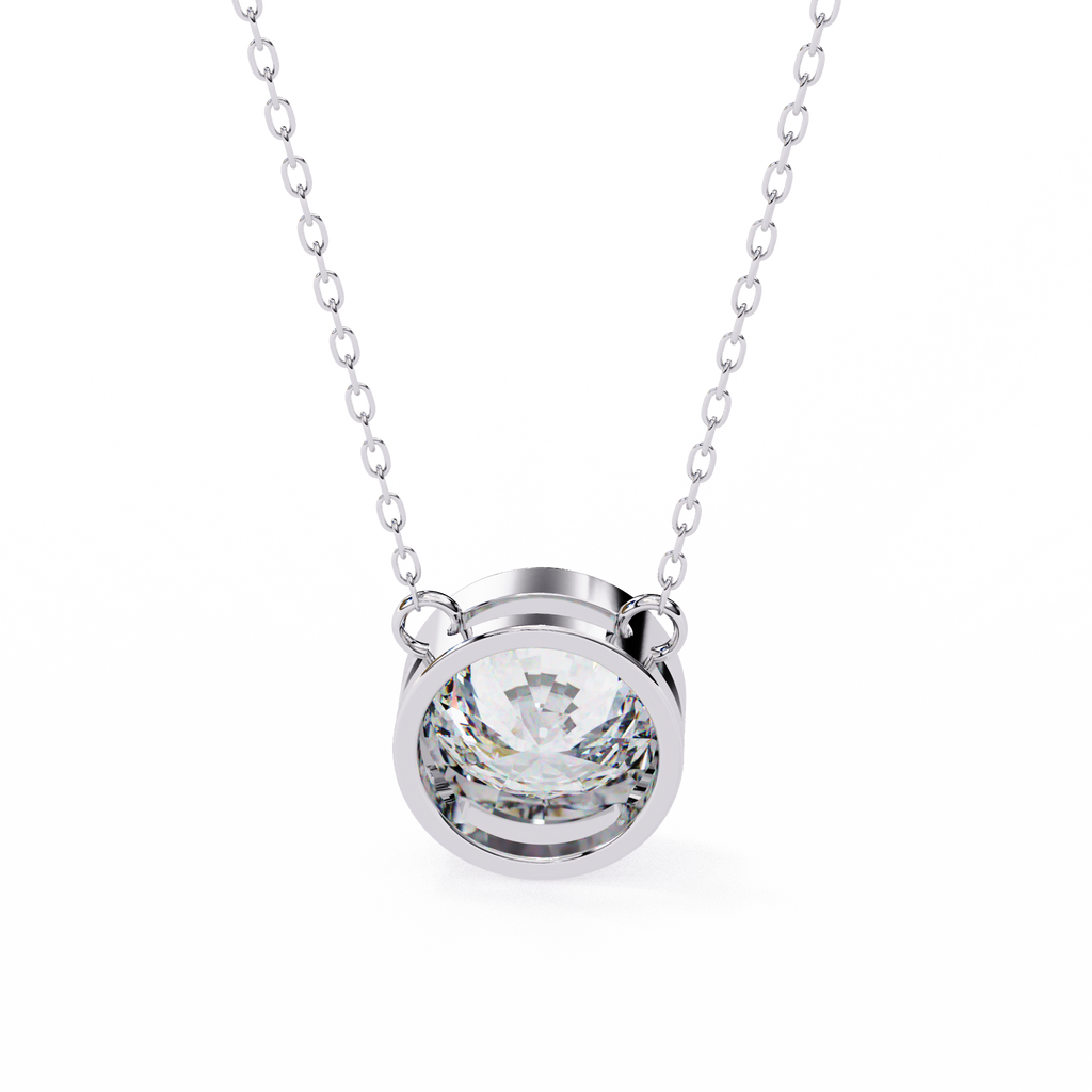 White Gold Round Brilliant Bezel Solitaire Pendant