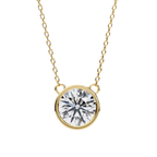 Yellow Gold Round Brilliant Diamond Bezel Solitaire Pendant