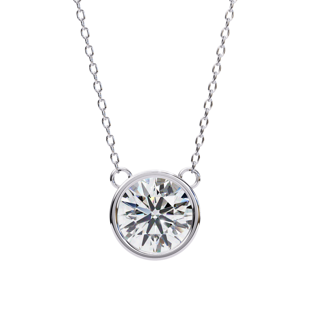 White Gold Round Brilliant Bezel Solitaire Pendant