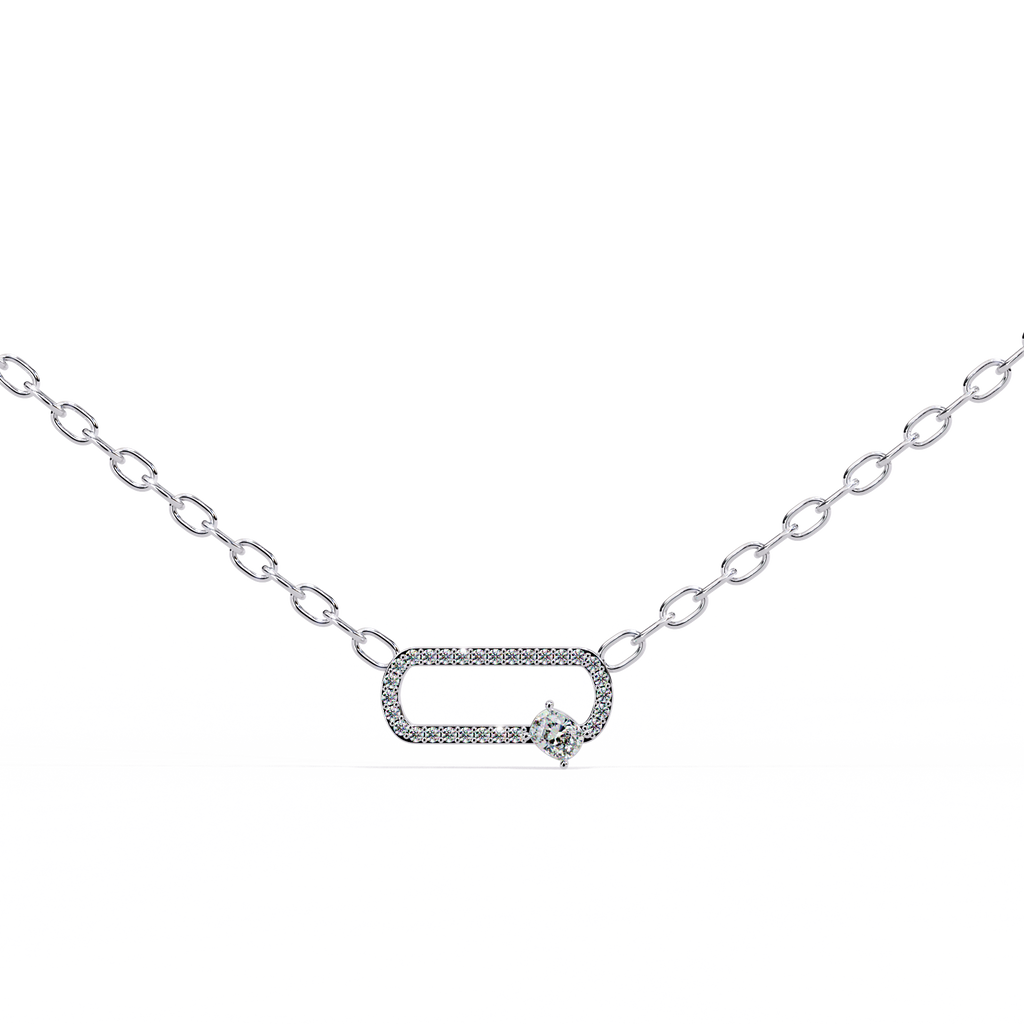 Natural Diamond Geometric Link Pendant