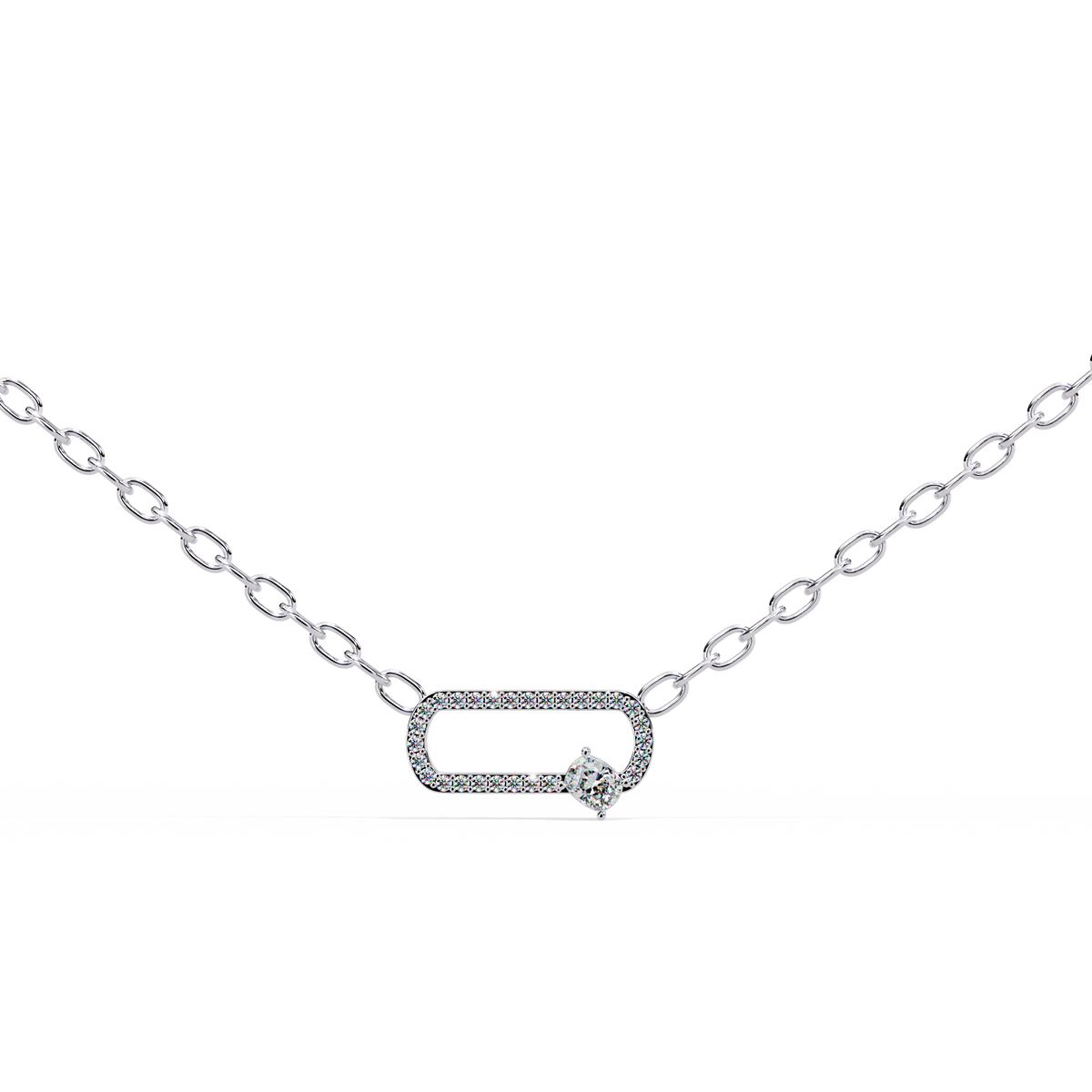 Natural Diamond Geometric Link Pendant