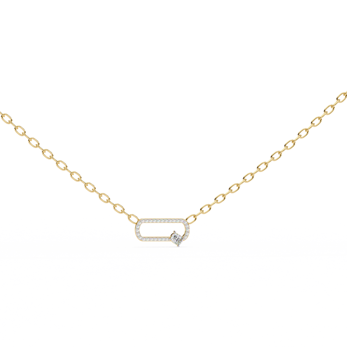Natural Diamond Geometric Link Pendant
