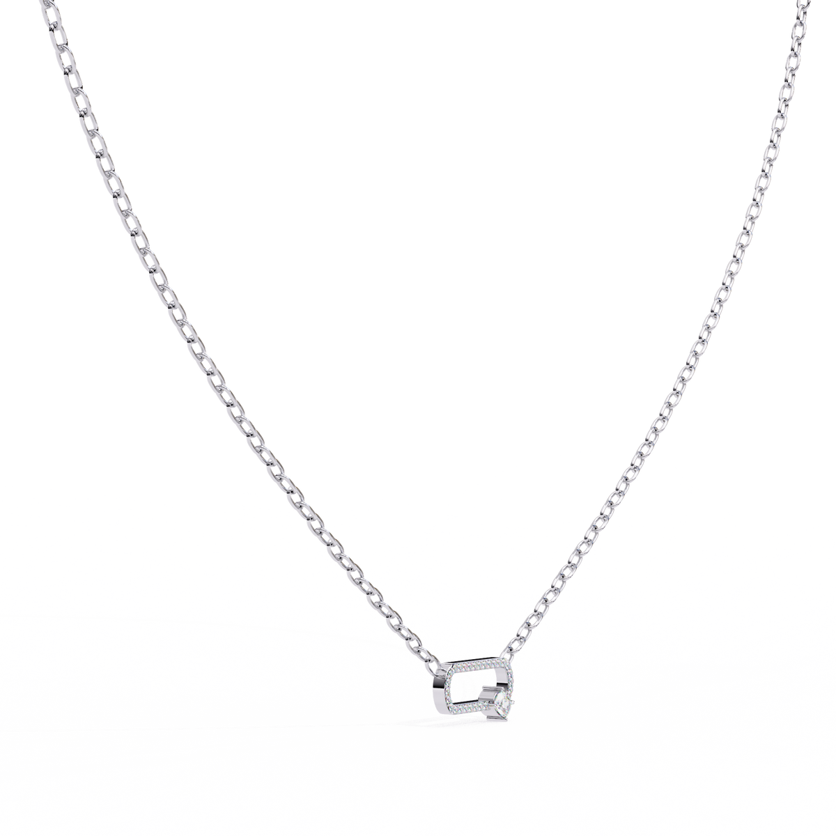 Natural Diamond Geometric Link Pendant