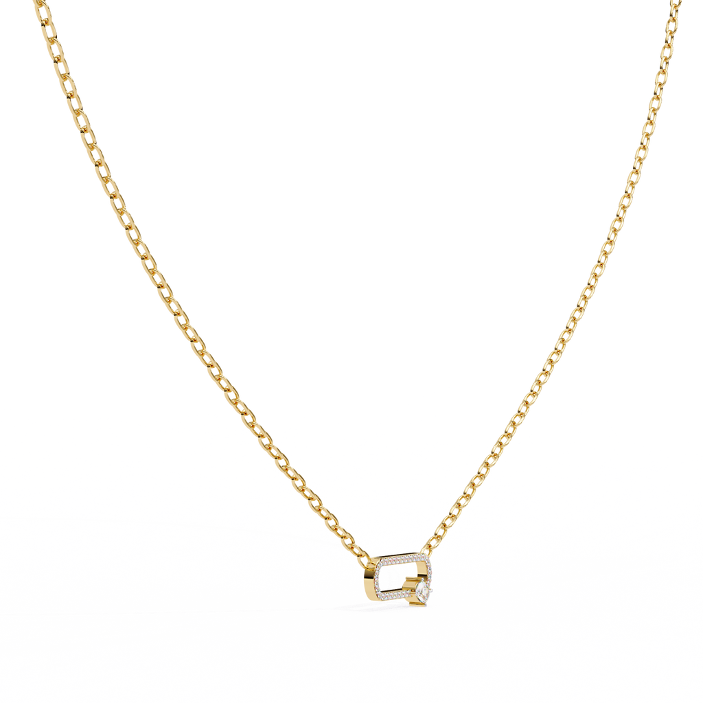 Natural Diamond Geometric Link Pendant