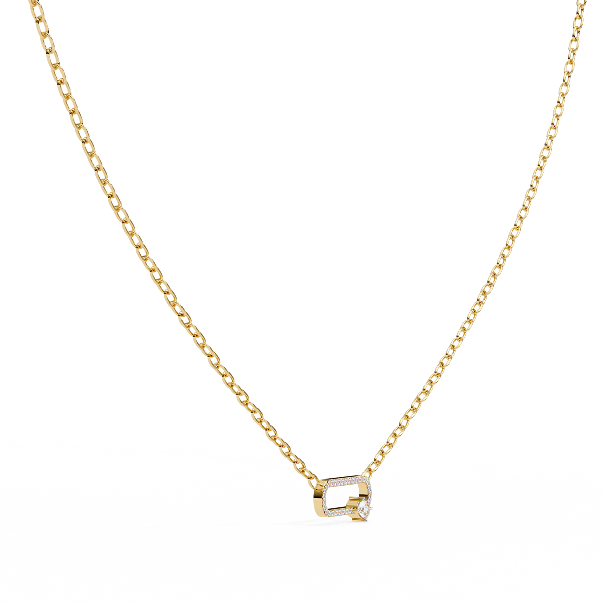Natural Diamond Geometric Link Pendant