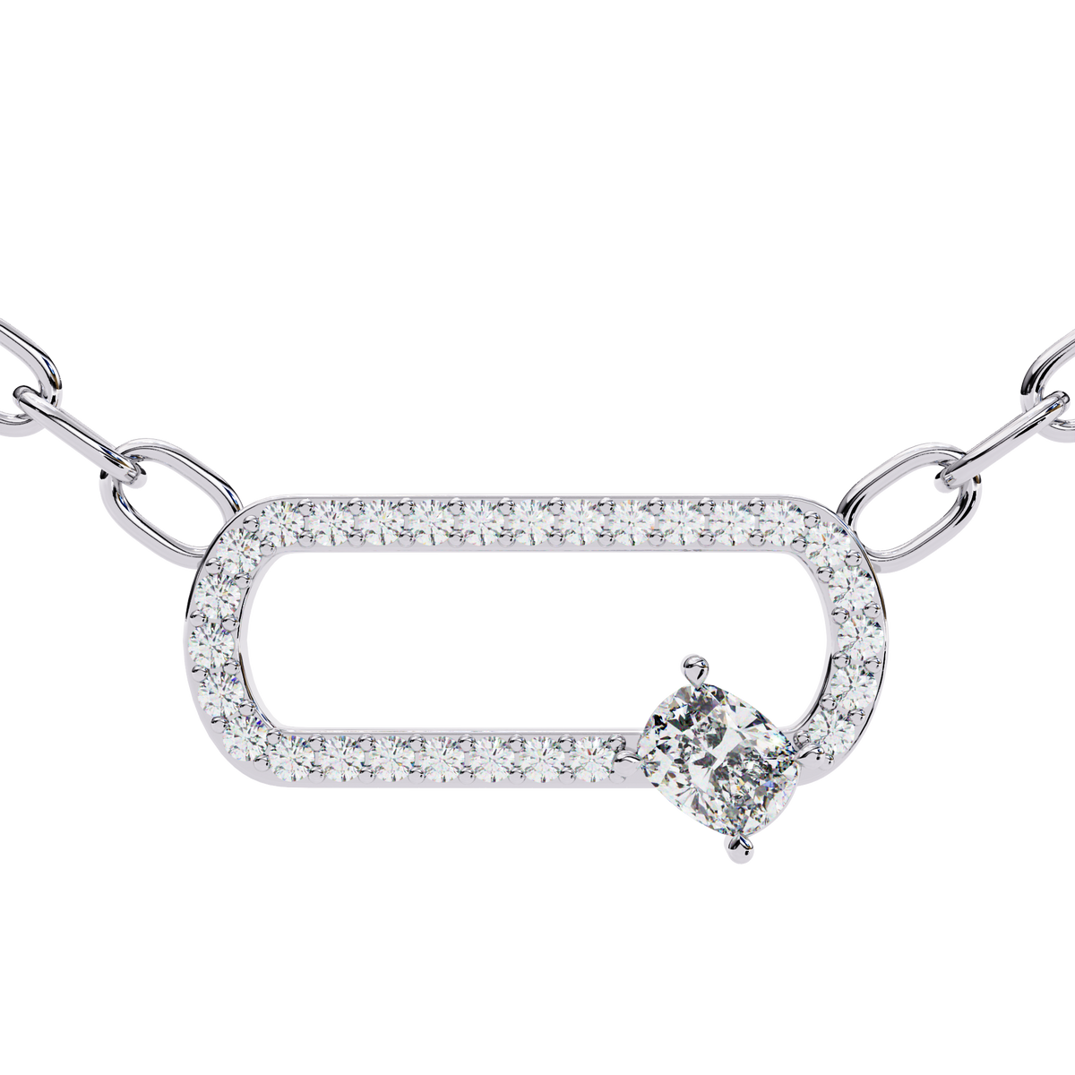 Natural Diamond Geometric Link Pendant
