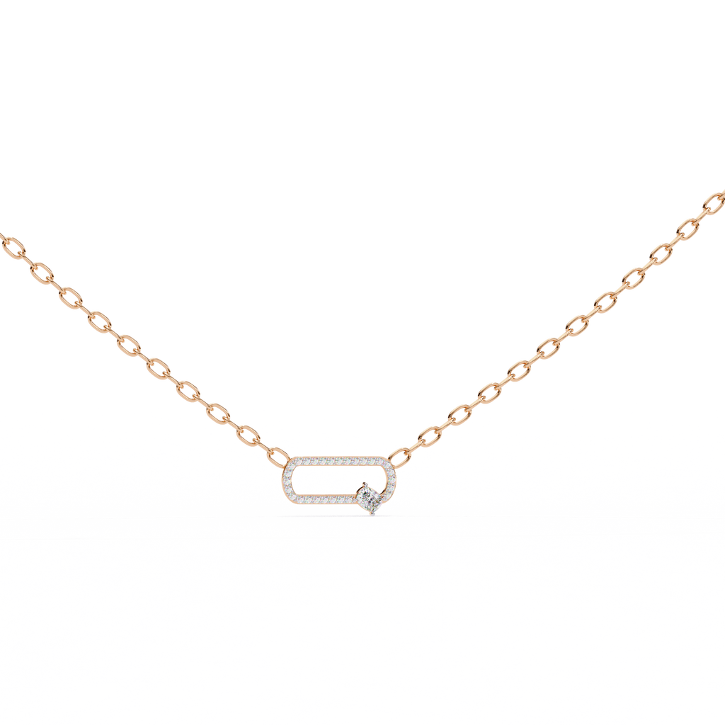 Natural Diamond Geometric Link Pendant