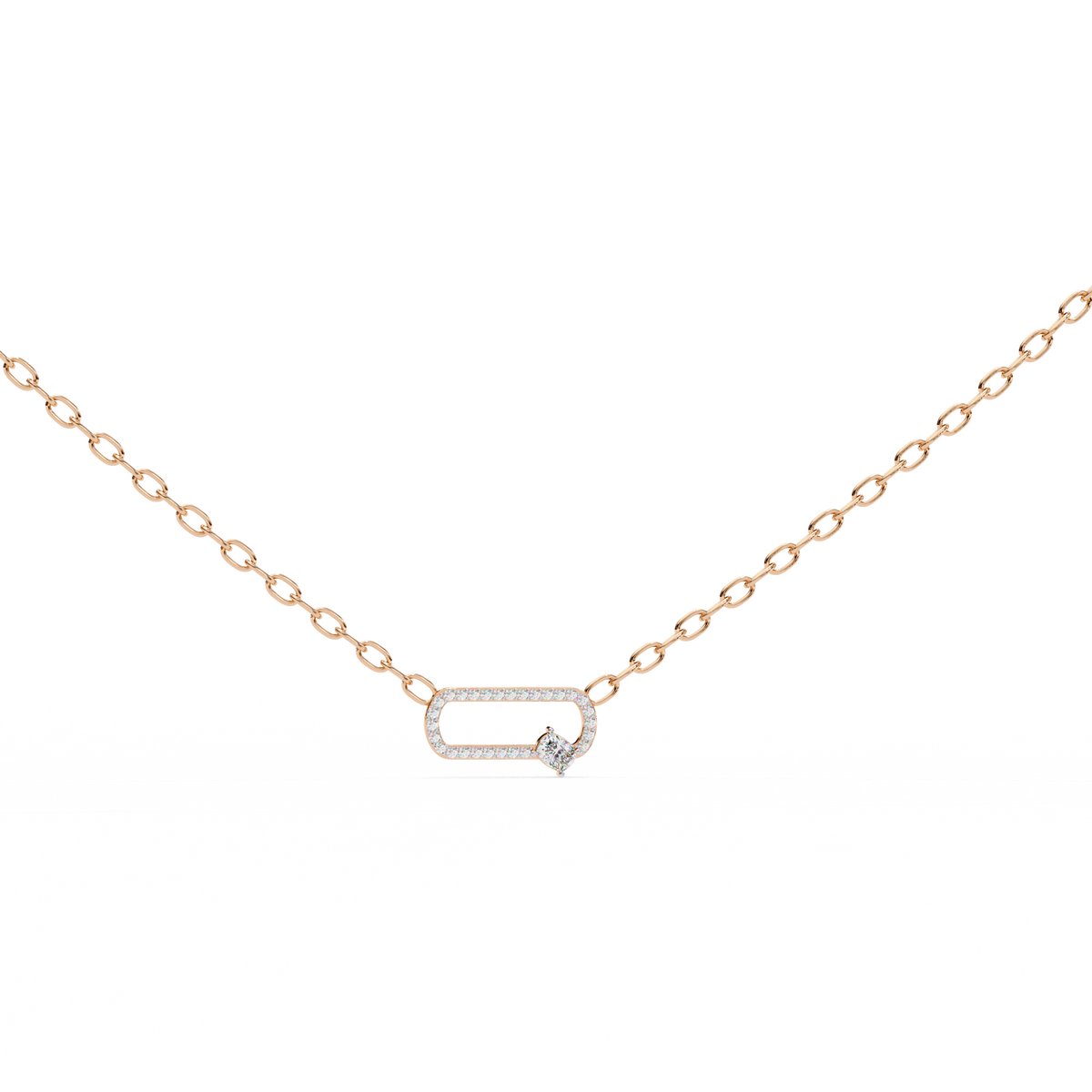 Natural Diamond Geometric Link Pendant