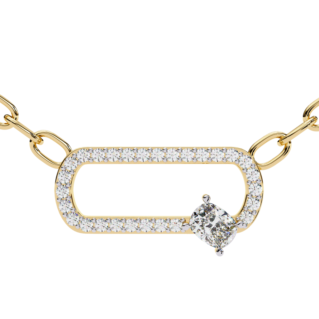 Natural Diamond Geometric Link Pendant
