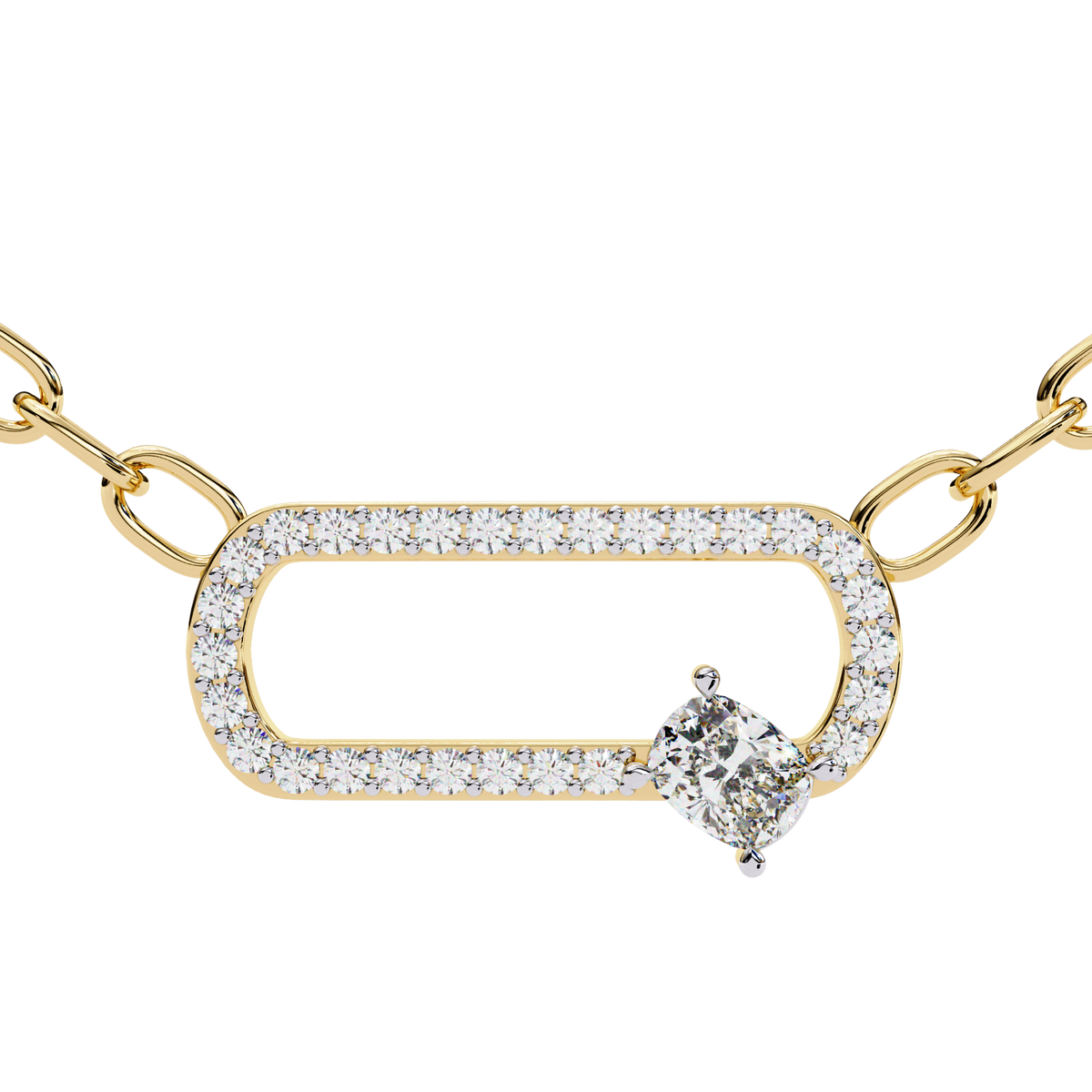 Natural Diamond Geometric Link Pendant