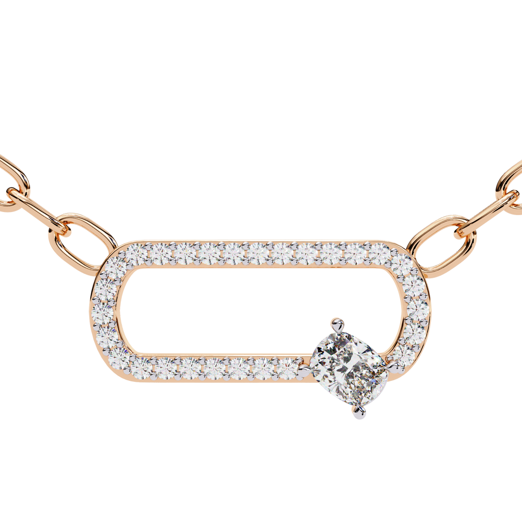 Natural Diamond Geometric Link Pendant