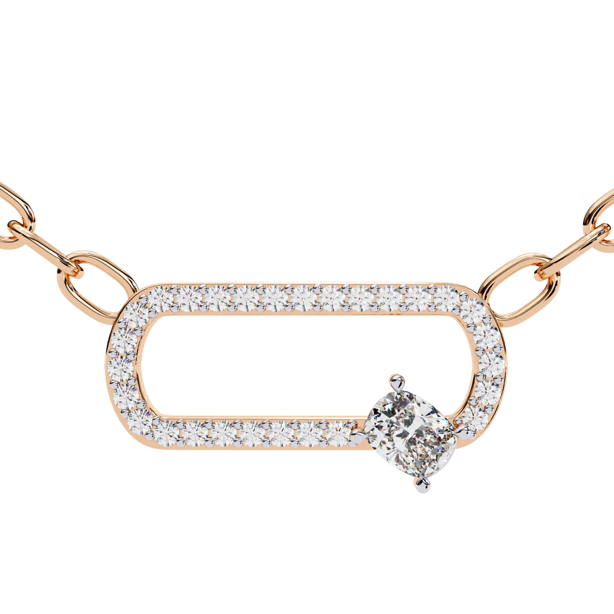 Natural Diamond Geometric Link Pendant