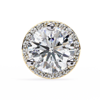 Yellow Gold Round Brilliant Diamond Halo Stud Earring