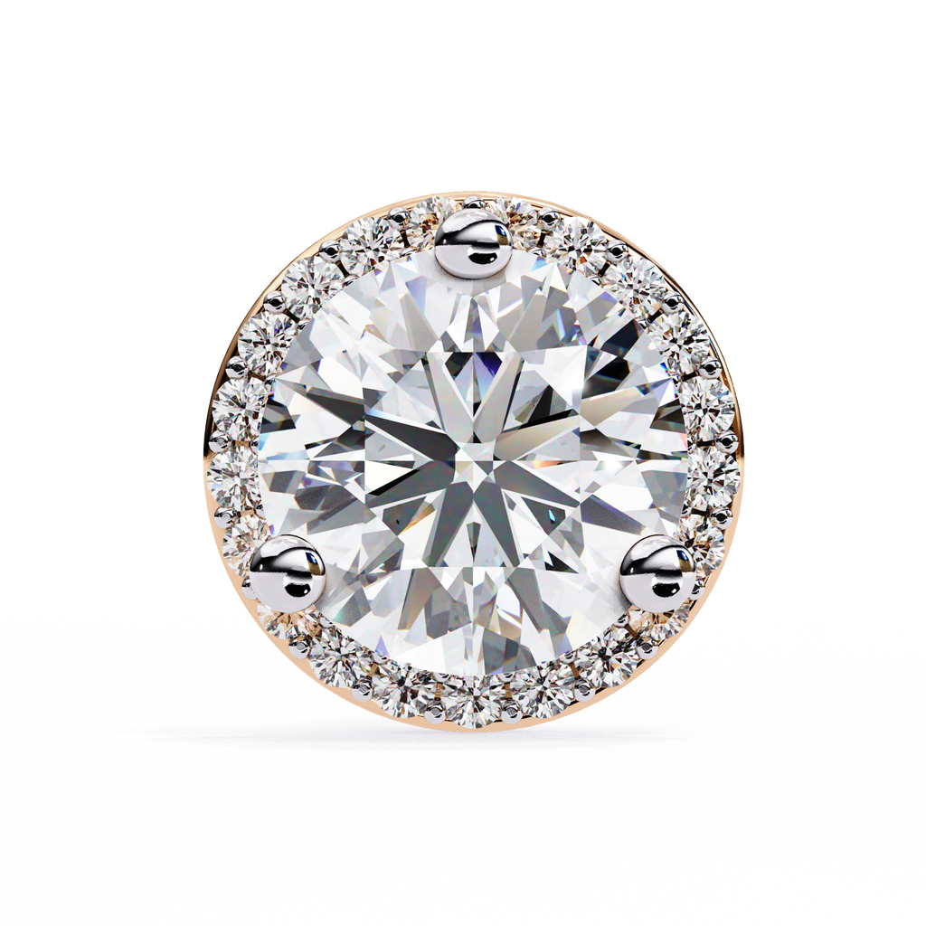 Rose Gold Diamond Halo Stud Earrings