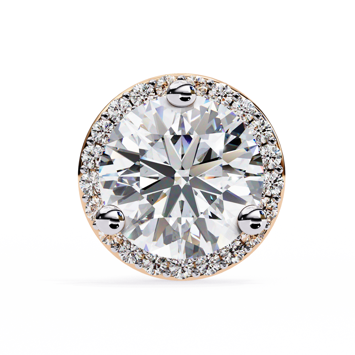 Rose Gold Diamond Halo Stud Earrings