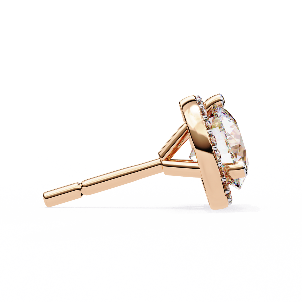 Rose Gold Diamond Halo Stud Earrings