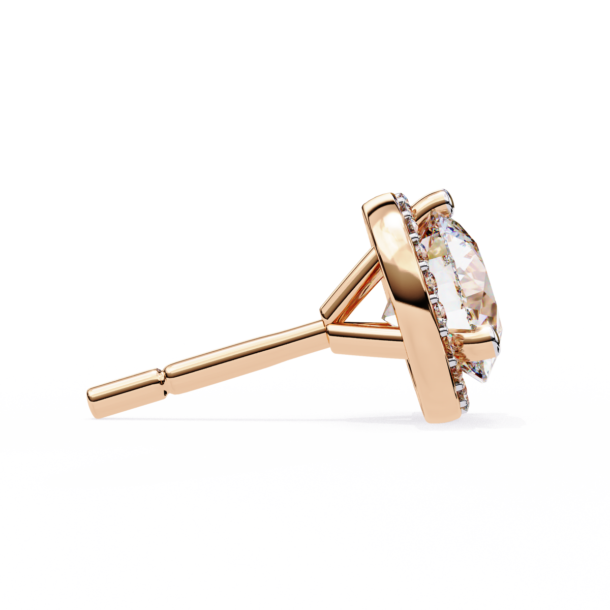 Rose Gold Diamond Halo Stud Earrings